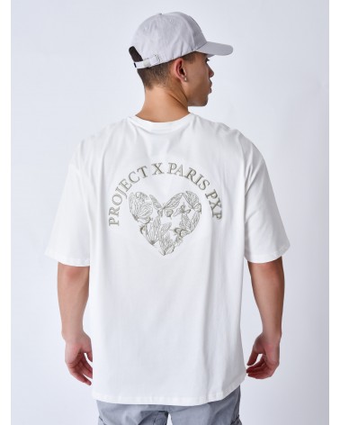 Project X Paris - Embroidered Heart Oversized Tee - Off White