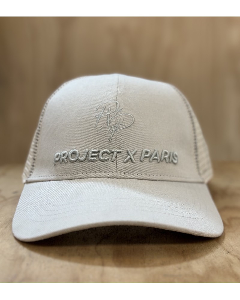Project X Paris - Embroidery Script Logo Trucker Cap - Beige