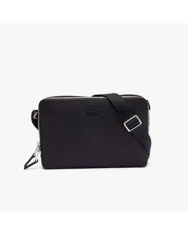 Lacoste - Unisex Chantaco Crossbody In Matte Stitched Leather - Black