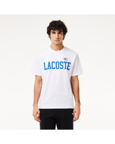 Lacoste - Contrast Print & Badge Cotton T-Shirt - White