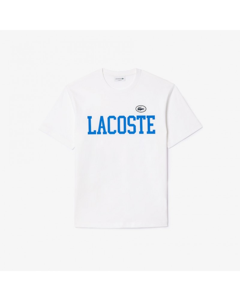 Lacoste - Contrast Print & Badge Cotton T-Shirt - White