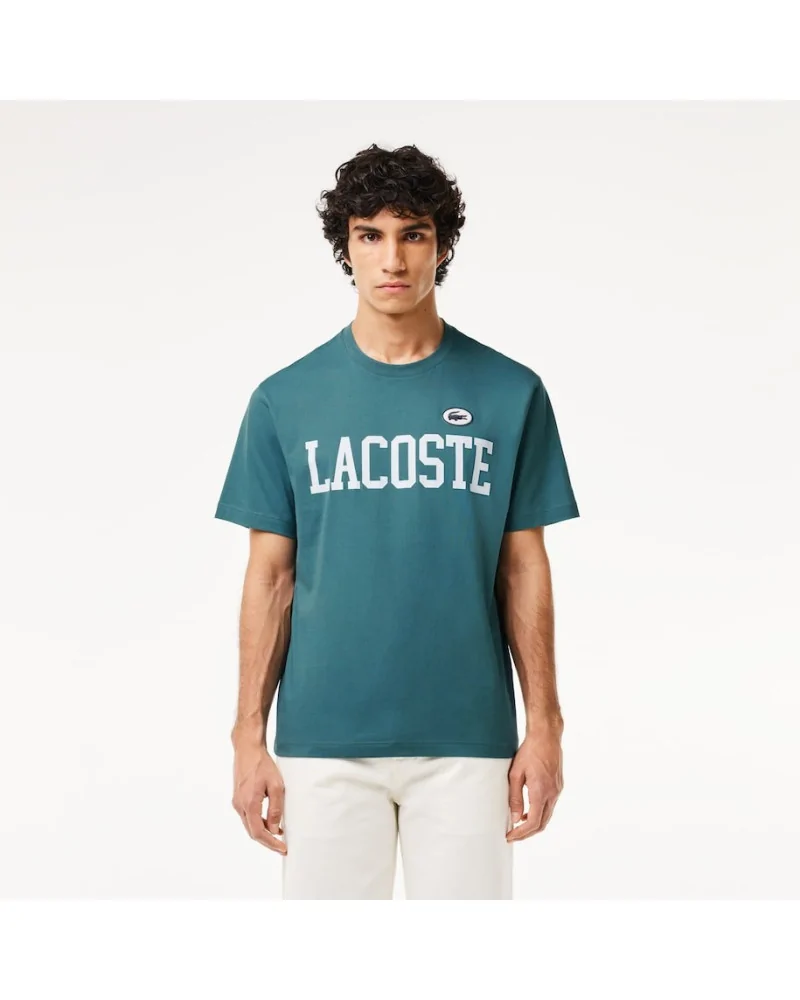 Lacoste - Contrast Print & Badge Cotton T-Shirt - Petrol | blockshops