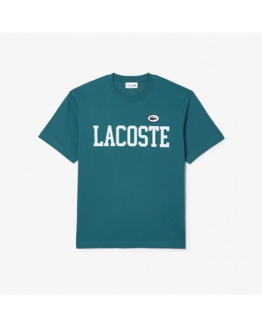 Lacoste - Contrast Print & Badge Cotton T-Shirt - Petrol