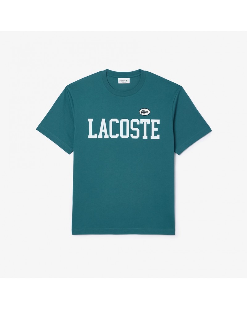 Lacoste - Contrast Print & Badge Cotton T-Shirt - Petrol