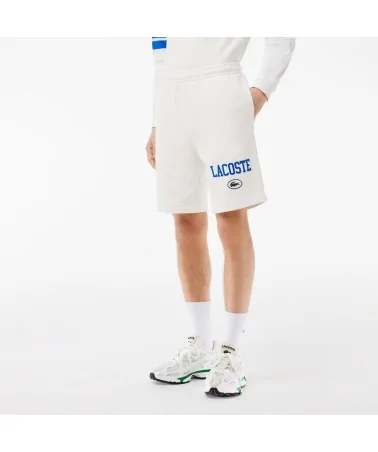 Lacoste - Regular Fit Jogger Shorts With Lacoste Print & Badge - Wh...