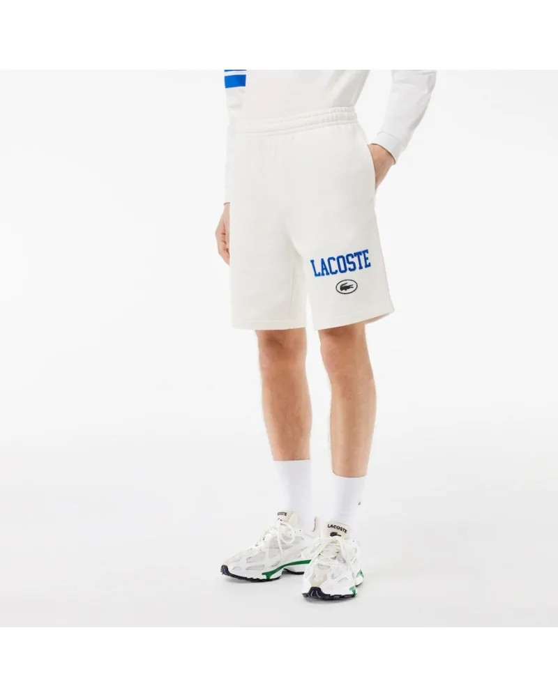 Lacoste - Regular Fit Jogger Shorts With Lacoste Print & Badge - Wh...