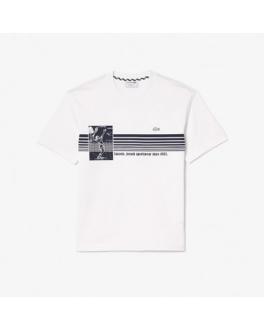 Lacoste - French Made Tennis Print T-shirt - White