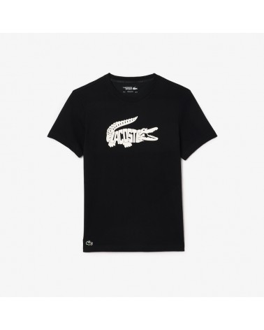 Lacoste - Ultra Dry Sports T-shirt With Crocodile Print - Black
