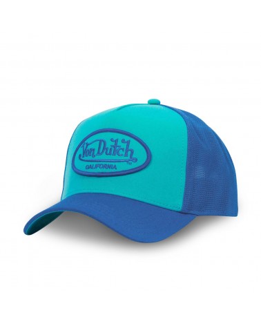 Von Dutch - 3D Logo Shiny Trucker Snapback Cap - Teal / Blue