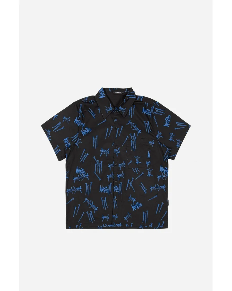 Wasted Paris - All Over Blind Shirt - Black / Ultra Blue | blockshops