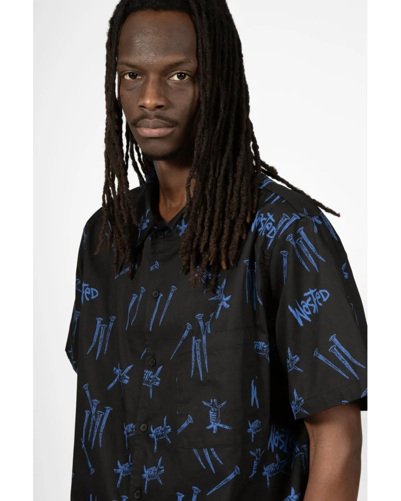 Wasted Paris - All Over Blind Shirt - Black / Ultra Blue | blockshops