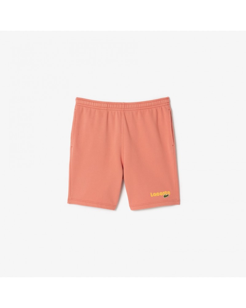 Lacoste - Washed Effect Print Sweatshort - Sierra Red