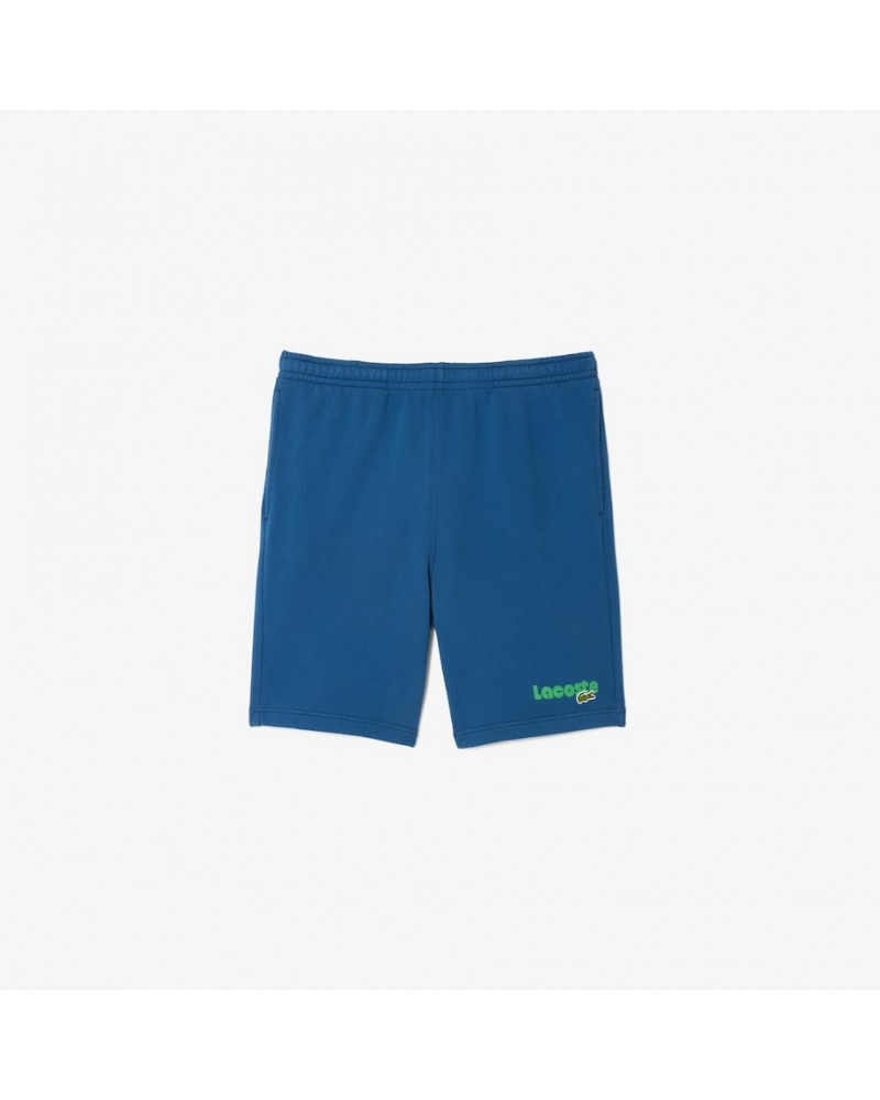 Lacoste - Washed Effect Print Sweatshort - Blue