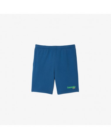 Lacoste - Washed Effect Print Sweatshort - Blue