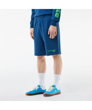Lacoste - Washed Effect Print Sweatshort - Blue | blockshops