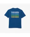 Lacoste - Washed Effect Print T-Shirt - Blue