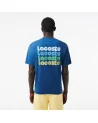 Lacoste - Washed Effect Print T-Shirt - Blue