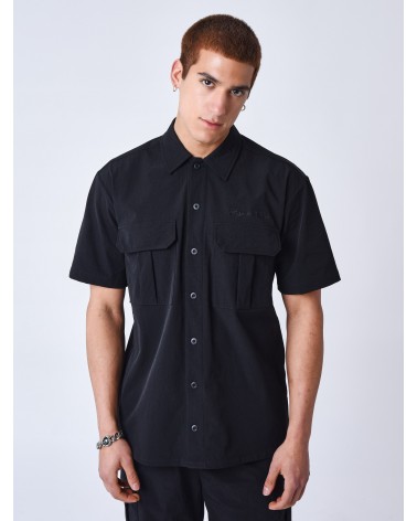 Project X Paris - Embroidered Logo Textured Shirt - Black