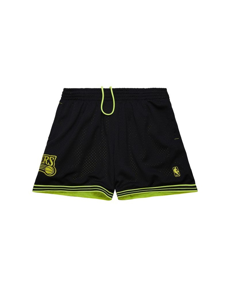 Mitchell & Ness - Fashion Neon Mesh Shorts Vintage Logo Philadelphia 76ers - Black / Neon