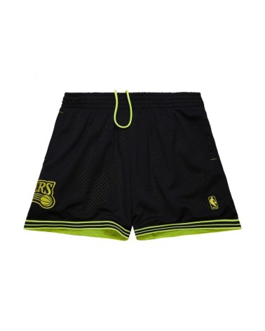 Mitchell & Ness - Fashion Neon Mesh Shorts Vintage Logo Philadelphia 76ers - Black / Neon