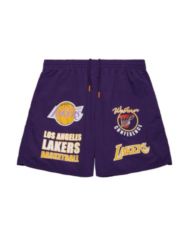 Mitchell & Ness - Multi Hit Nylon Shorts Vintage Logo Los Angeles Lakers - Purple