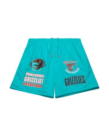 Mitchell & Ness - Multi Hit Nylon Shorts Vintage Logo Vancouver Grizzlies - Teal