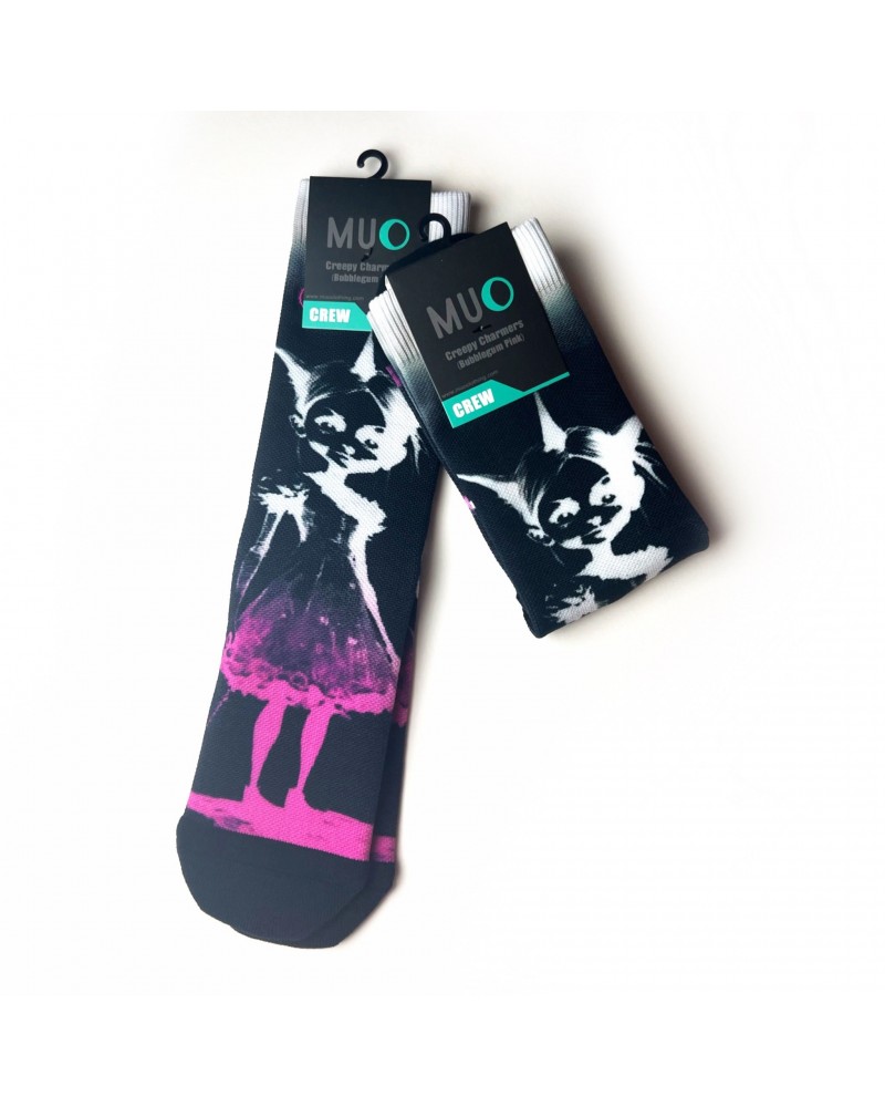 Muo - Creepy Charmers Original Crew Socks - Bubble Gum Pink