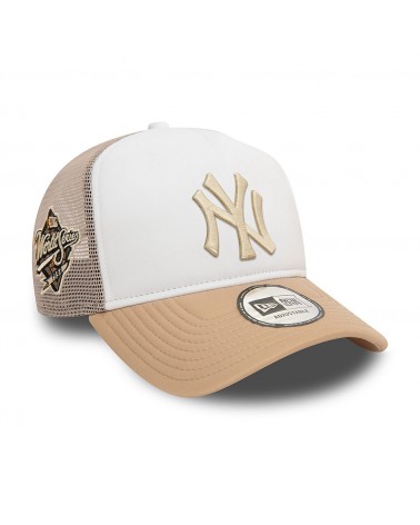 New Era - New York Yankees World Series 9FORTY E-Frame Adjustable Trucker Cap - Beige