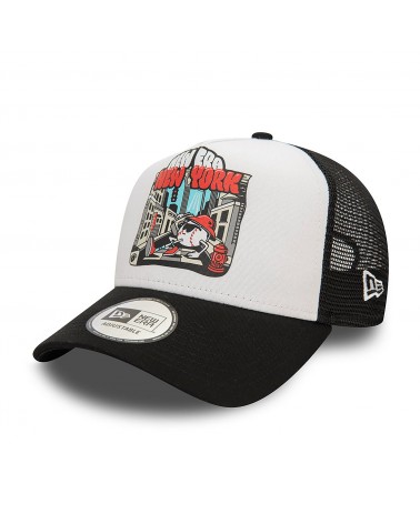 New Era - New York Graphic Print 9FORTY E-Frame Adjustable Trucker Cap - White / Black