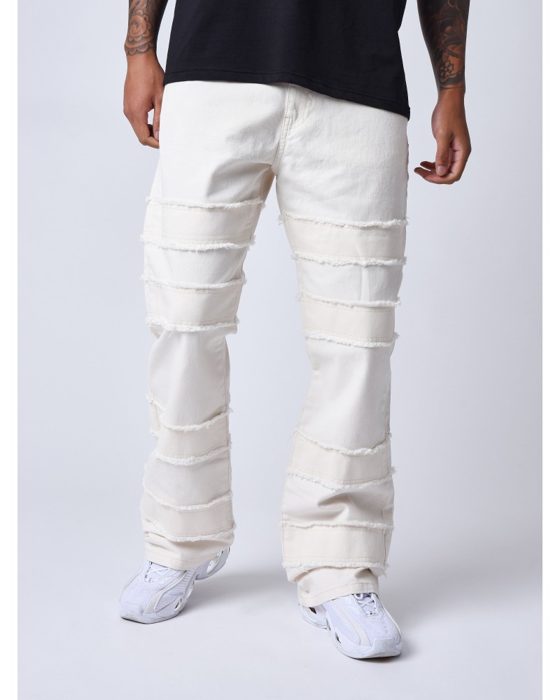 Project x Paris - Flared Pants With Frayed Detail - White