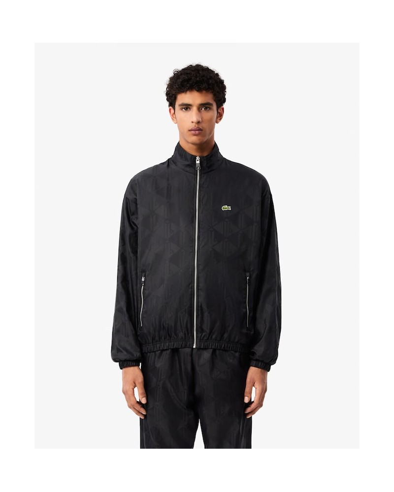 Lacoste - Sportsuit Monogram Cropped Track Jacket - Black