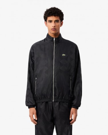 Lacoste - Sportsuit Monogram Cropped Track Jacket - Black