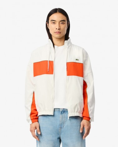 Lacoste - Waterproof Short Track Jacket - White / Orange