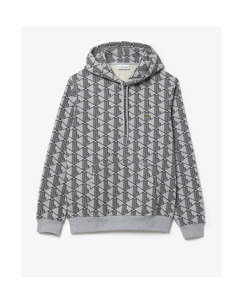 Lacoste - Monogram Fleece Hoodie - Grey