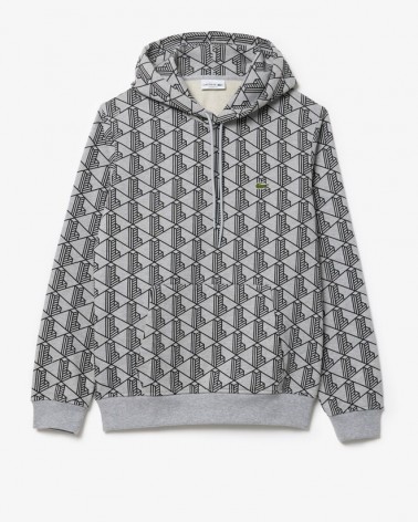 Lacoste - Monogram Fleece Hoodie - Grey