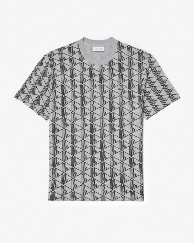 Lacoste - Monogrammed Cotton Jersey Knitted T-shirt - Grey