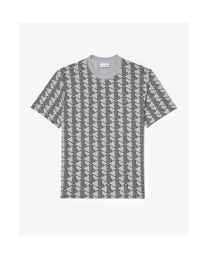 Lacoste - Monogrammed Cotton Jersey Knitted T-shirt - Grey