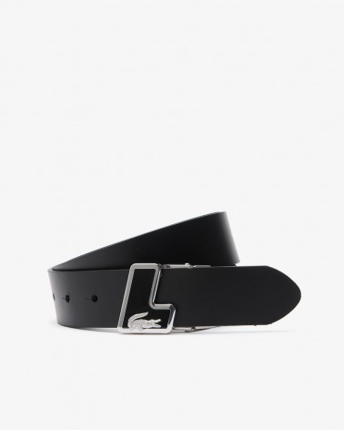 Lacoste - Leather Belt With Logo Buckle - Black