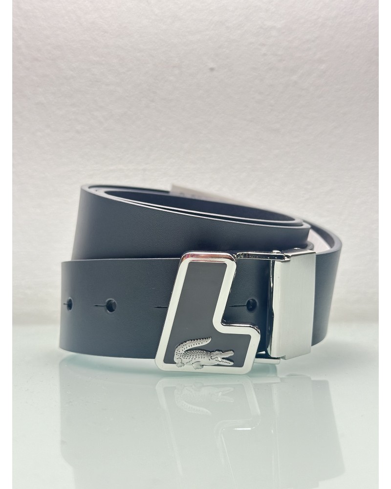 Lacoste - Leather Belt With Logo Buckle - Grey