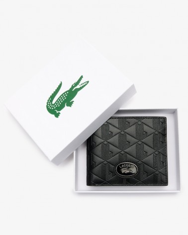 Lacoste - Billfold Coin Leather Monogram - Black