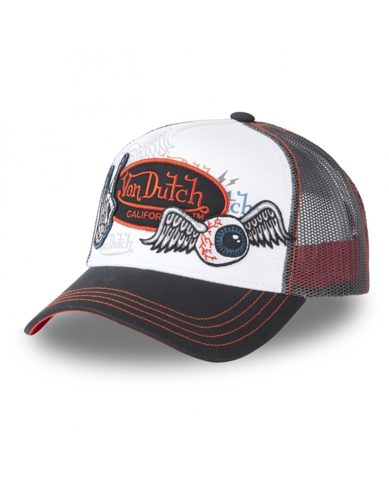 Von Dutch - Patches Mesh Trucker Cap - White / Orange / Black