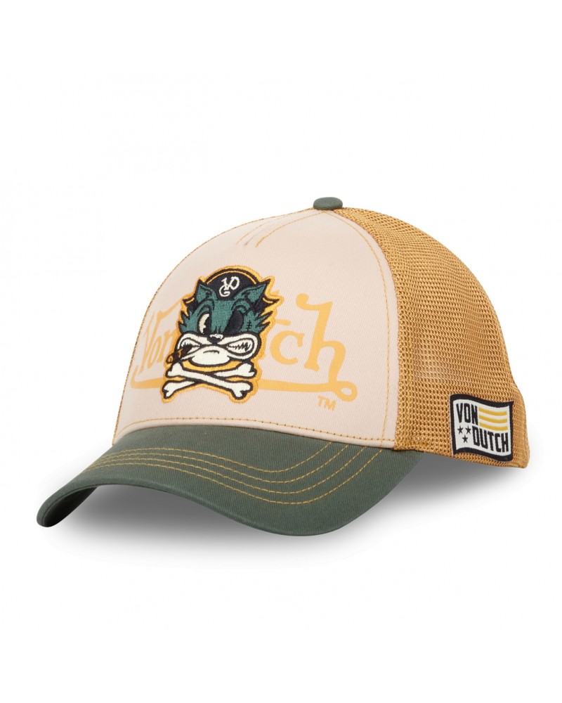 Von Dutch - Mesh Pirates Cat Trucker Cap - Beige / Khaki / Yellow