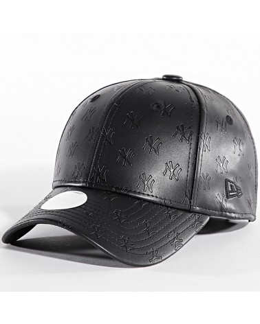 New Era - Wmns New York Yankees Monogram Faux Leather 9FORTY Cap - Black