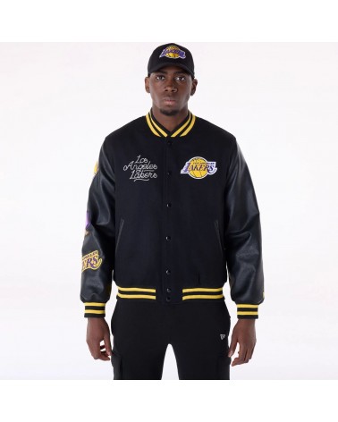 New Era - LA Lakers NBA Patch Varsity Jacket - Black