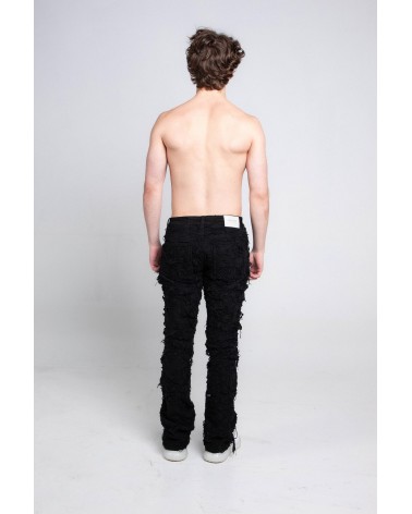 Armor Jeans NY - RIPPED SURFACE STACKED STRETCH Pant - Black