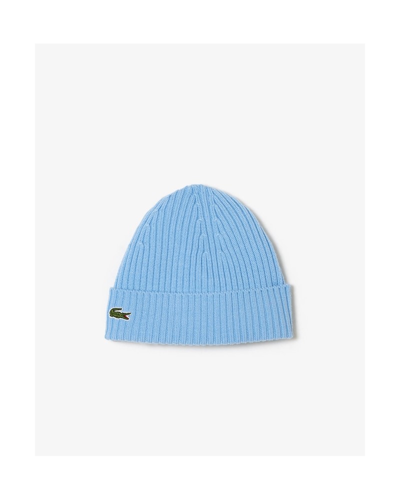 Lacoste - Rib Knit Brushed Wool Beanie - Pale Blue