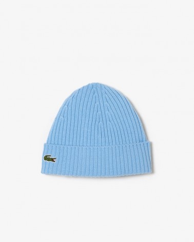 Lacoste - Rib Knit Brushed Wool Beanie - Pale Blue