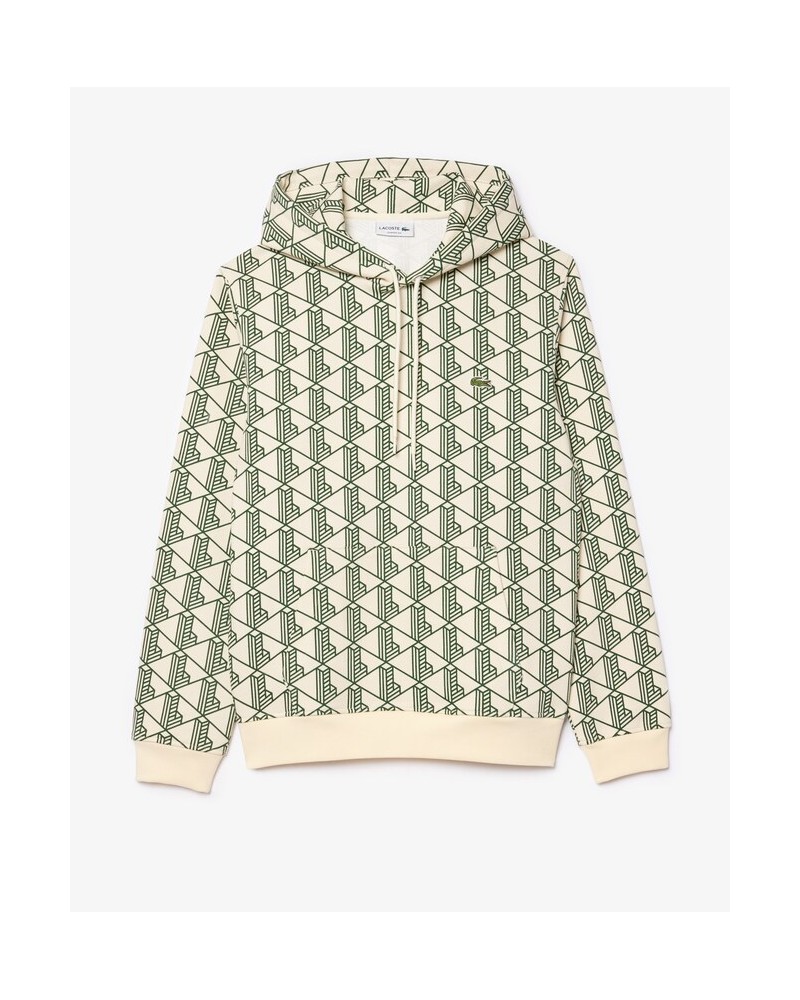 Lacoste - Monogram Fleece Hoodie - White / Green