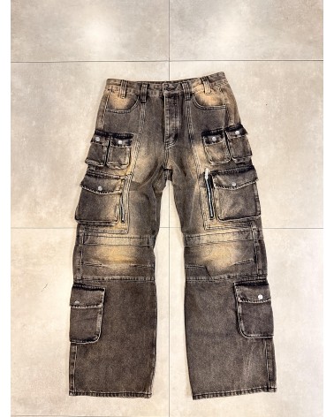 Project X Paris - Acid Washed Multi Pocket Denim Pant - Black