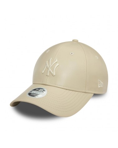 New Era - New York Yankees Womans Midi PU Light Beige 9FORTY Adjustable Cap - Light Beige